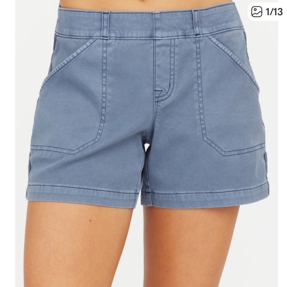 Spanx Stretch Twill Shorts Blue